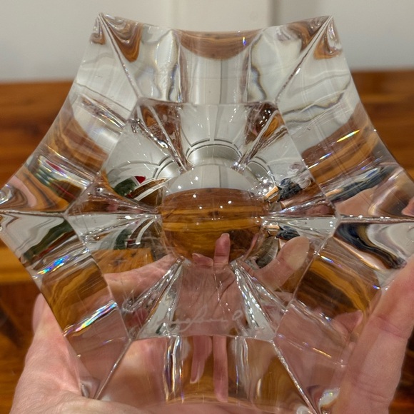 Vintage Orrefors Sweden Belle Bowl Vase Candy Dish 6 Point Tulip Signed - Picture 6 of 7